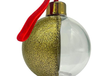 Gold glitter Christmas photo bauble