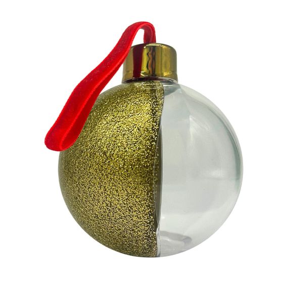 Gold glitter Christmas photo bauble