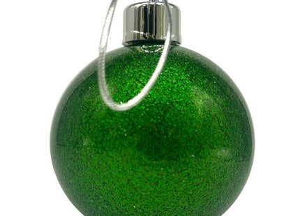 Green glitter Christmas photo bauble, view 2