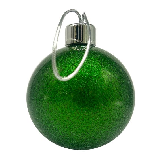 Green glitter Christmas photo bauble, view 2