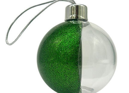 Green glitter Christmas photo bauble, view 3