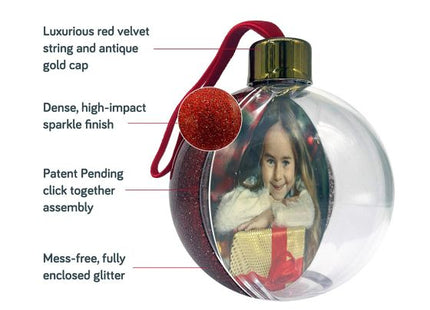 Red glitter Christmas photo bauble, view 6
