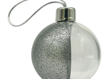 Silver glitter Christmas photo bauble, view 4