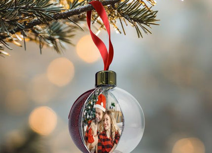 Red glitter Christmas photo bauble, view 5