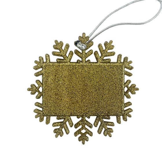 Gold glitter Christmas snowflake photo ornament