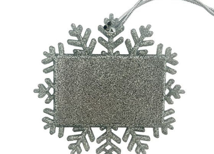 Silver glitter Christmas snowflake photo ornament
